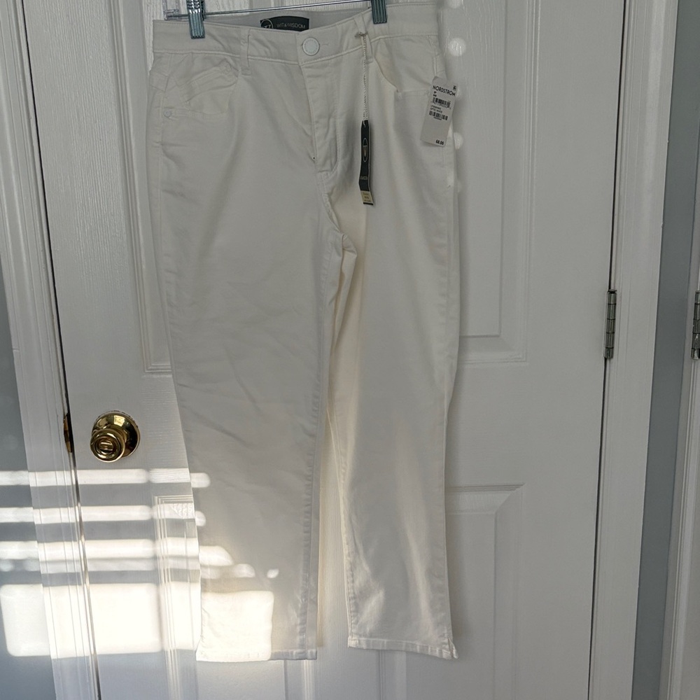 Wit & Wisdom Off-White High Rise Ankle Skimmer Pants